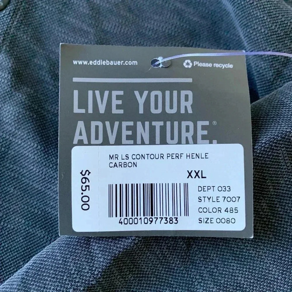 Eddie Bauer Long Sleeve Contour Performance Henley in Carbon - Picture 6 of 7